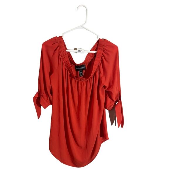 Frank Lyman Design Off The Shoulders Blouse Women's Size 12 Red 3/4 Sleeve Top - Picture 1 of 7